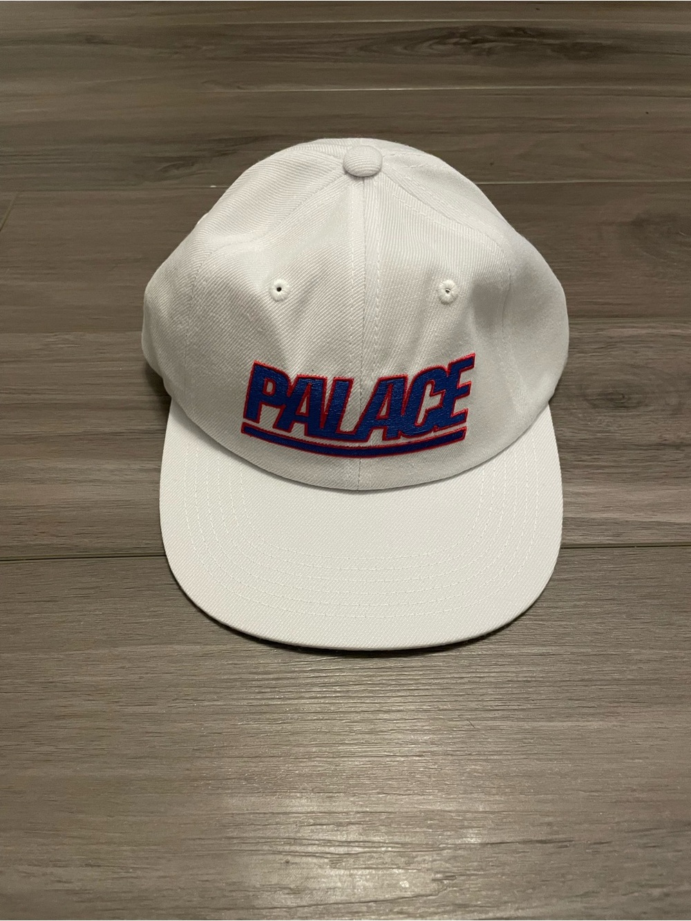 PALACE “Gigantic” White Cap with Blue & Red Embroidered Logo